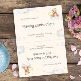 Baby Shower Charades – Unisex Neutral Teddy Bear Themed Baby Shower Game (Includes 38 Charade Cards and How to Play Instructions + Winner's Certificate) - Made in The UK