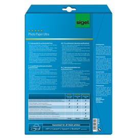 SIGEL IP675 InkJet-Fotopapier Ultra, A4, 20 Blatt, hochglänzend, extrem lichtbeständig, 190 g, für hochwertige Fotografien