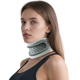 Neck Brace,Support Cervical Collar,Relieve Cervical Pain&Pressure,Soft Skin-Friendly Fabric,Memory Foam Wrapped in Silicone Breathable Hard Frame,One Size for Men&Women(Space Gray)