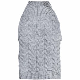 Blueberry Pet Classic Fuzzy Knit Dog Sweater, Heather Grey Turtle-Neck Christmas Sweater, Dog Clothes & Pajamas, Small Dog Sweaters for Girls, 12" Back Length, Cozy Dog Accessories