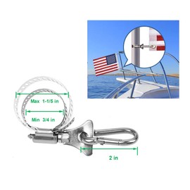 Boat Flag Pole Clips, Stainless Steel Pole Clips Carabiner Clips, For Flag Poles 0.75 to 1.2 Inch in Diameter(4 PCS)