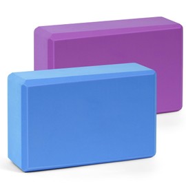 Flintronic Yoga Blocks Set of 2, Sports Yoga Blocks, Gym Bricks, Non-Slip Lightweight Yoga Block, High-Density EVA Foam Yoga Blocks for Yoga Pilates Training and Home Exercise, Purple+Blue
