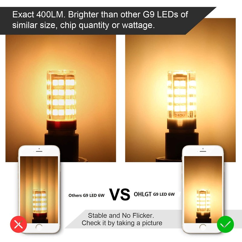 OHLGT G9 LED Bulbs Dimmable 6W (60W Halogen Bulb Equivalent),