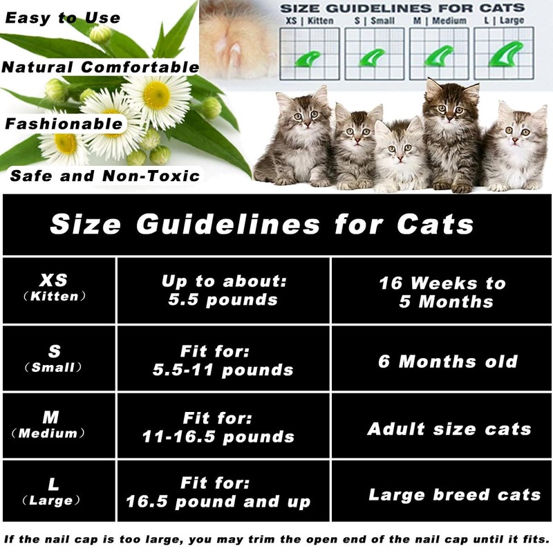 VICTHY 120pcs Cat Nail Caps | Cat Claw Caps |