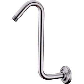 TRUSTMI 12 Inch S Shaped Shower Arm with Flange Heavy Duty Wall Mounted Angled Rainfall Shower Head Extension Pipe with 9 Inch High Rise, Brushed Nickel
