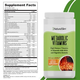 NaturalSlim Metabolic Vitamins - Combination of High Potency Multivitamins, Minerals, B Complex, Msm, & Digestive Formula Supplements for Men & Women - Energy & Metabolism Support - Capsule,1 Pack