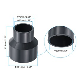 PATIKIL PVC Reducer Pipe Fitting 3x2 Inch Socket, Straight Coupling Adapter Connector, Grey