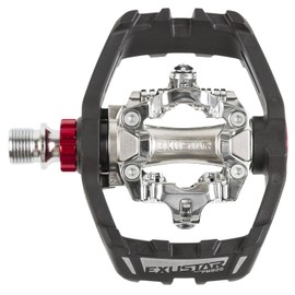 Exustar Unisex Adult E-PM825 Combination Pedal, Aluminium Body, Crmo Axle, with Sealed Bearing - Black/Silver,