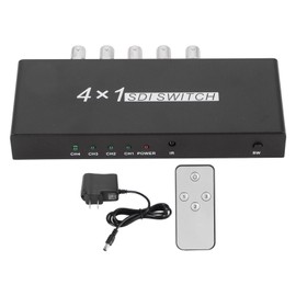 SDI Switcher 4x1 4 in 1 Out 1080P Resolution SDI Switcher 3G HD SD SDI Switcher with Remote Control for TV Stations Security Monitoring 100‑240V US Plug