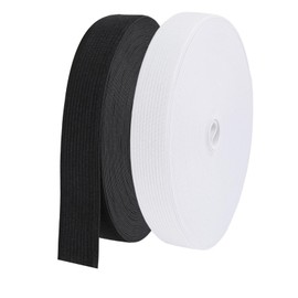 Jeqqinuz Elastic Band 20 mm Elastic Band Wide - 2 Pieces 20 Metres Rubber Bands Trouser Rubber, Rubber Band Elastic Band Elasten White Black for DIY Edging Band for Waistband, Bands Elastic Band