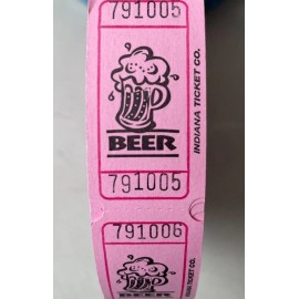 Roll Tickets Beer Tickets Single Stub Roll of 2000 For Raffle Fun Fair Carnival Festival - Pink Beer Tickets