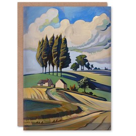 Artery8 Greeting Card Cotswolds Windy Day Countryside English Landscape Blank For All Him Or Her Art Birthday Card