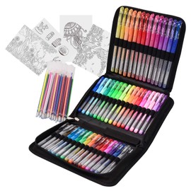 Typecho 96 Color Artist Gel Pen Set with Portable Travel Case, Includes 24 Glitter, 10 Metallic, 7 Neon, 6 Pastel, 1 Classic Red, plus 48 Matching Color Refills,Back to school supplies