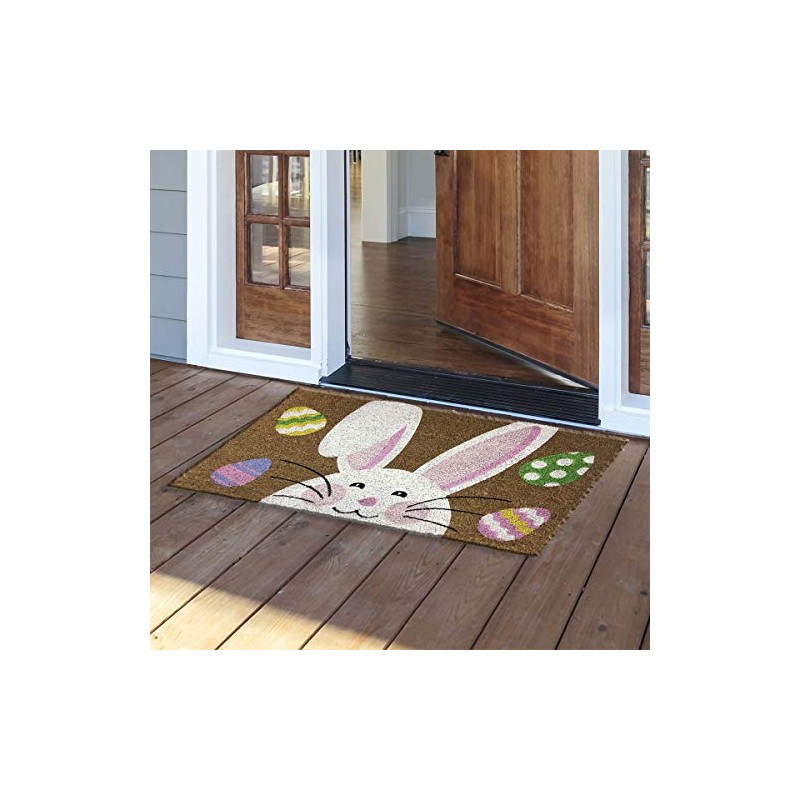 Happy Easter Bunny Natural Fiber Coir Doormat