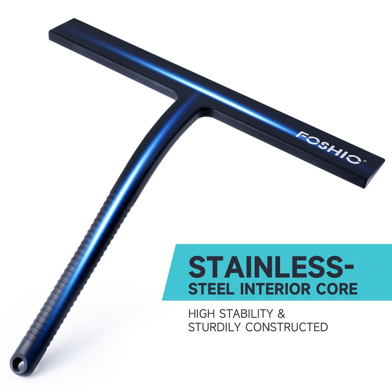 FOSHIO Shower Squeegee for Glass Doors with Suction Cup, Silicone