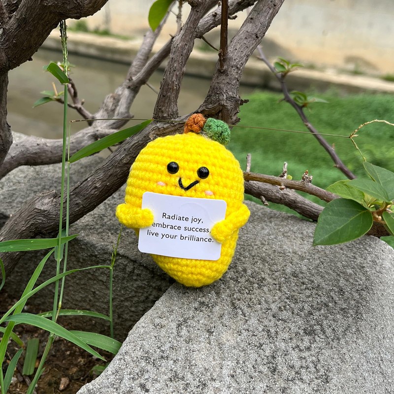PLWalker Emotional Support Mango Gifts Crochet, Positive Fruit Cute Funny