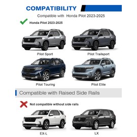 Roof Rack Cross Bars 220lbs Compatible with Honda Pilot 2023 2024 2025 Elite Sport Touring Trailsport (Except LX and EX-L) with Raised Side Rails,Heavy Duty All-Metal Aluminum Crossbar Luggage Racks