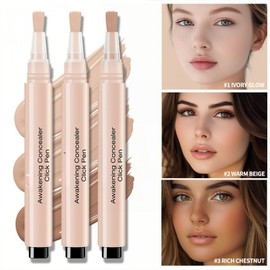 MAEPEOR Liquid Concealer Pen 3 Color Lightweight Full Coverage Concealer Pen to Brighten Darkness & Dullness for a Natural, Radiant Highlight, Light (02 Warm Beige)