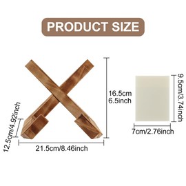 Cookbook Stand Sets,with Note Paper Wooden Cookbook Holder Stand Plate Bowl Stands Multifunctional Display Kitchen Counter Decor(Color:Wood)