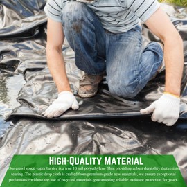 Farm Plastic Supply - Crawl Space Vapor Barrier - 10 Mil - Black Vapor Barrier, Thick Plastic Sheeting, Heavy Duty Polyethylene Film, Drop Cloth Covering for Crawlspace, Basement (15' x 100')