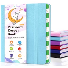 METEOROCK Password Keeper Book - Mini Password Book with Alphabetical Tabs, Password Books for Seniors, 4.5'' x 6.1'' Password Log Book, Idea for Record Account, Username and Password (Sky Blue)