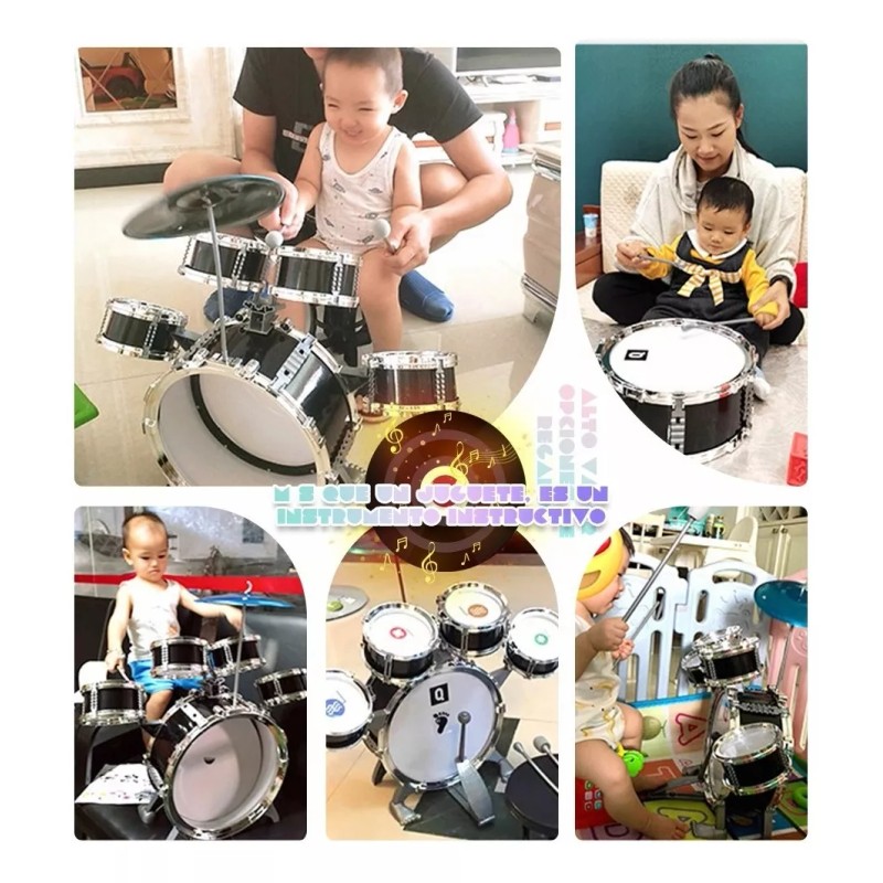 TOYGAGADE Batería Niños Banco Baquetas Platillo Bombo Musicales Toygagade