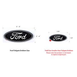 Ford Black Oval Novelty Decorative Logo Chrome Plated Plastic Emblem.