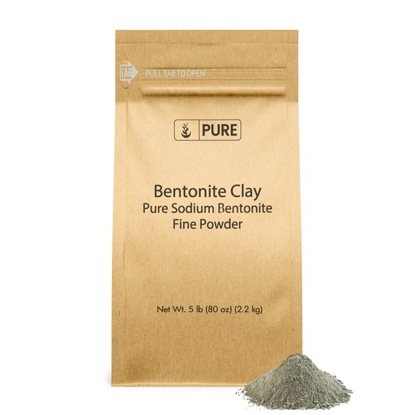 PURE ORIGINAL INGREDIENTS Bentonite Clay (5 lb) Fine Powder, Pure Sodium Bentonite, For Face Masks & More
