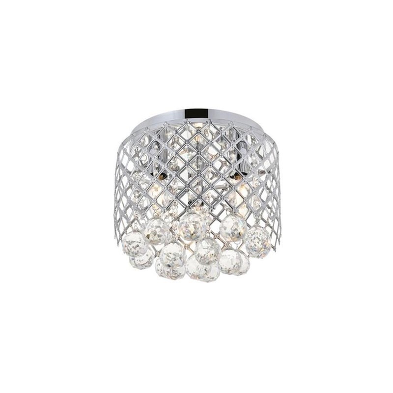 Living District Tully 3-Light Mid-Century Metal Flush Mount in Chrome