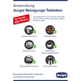 durgol Cleaning Tablets - Cleans, Protects and Maintains Coffee Machines of All Types and Brands - Biodegradable - German Version - 1 x 10 Tablets