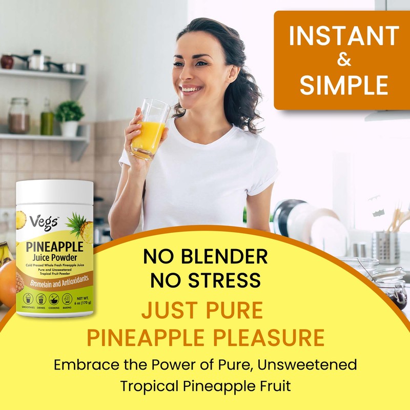 Vegs Pineapple Juice Powder - Freeze Dried Organic Pineapple Powder