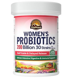 Vitalitown Women’s Probiotics | 200 Billion CFUs 30 Strains | 60 ct | Shelf Stable, Acid Resistant | Replenish Good Critter, Intensive Digestive & Vag