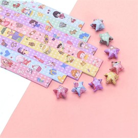 1080 Sheets Origami Star Paper Different Designs of Cute Strips Lucky Star Decoration Folding Paper for DIY Hand Art Crafts, School Teaching Supplies (Style03-1080 Sheets)