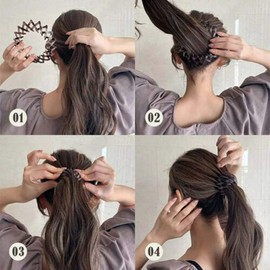 Faruxue - Pinzas para el pelo con forma de nido de pájaro, 3 piezas, clip extensible para coleta, estilo vintage geométrico, retráctil, herramienta de diseño de accesorios para el cabello para mujeres y niñas (marrón claro, marrón oscuro, negro)