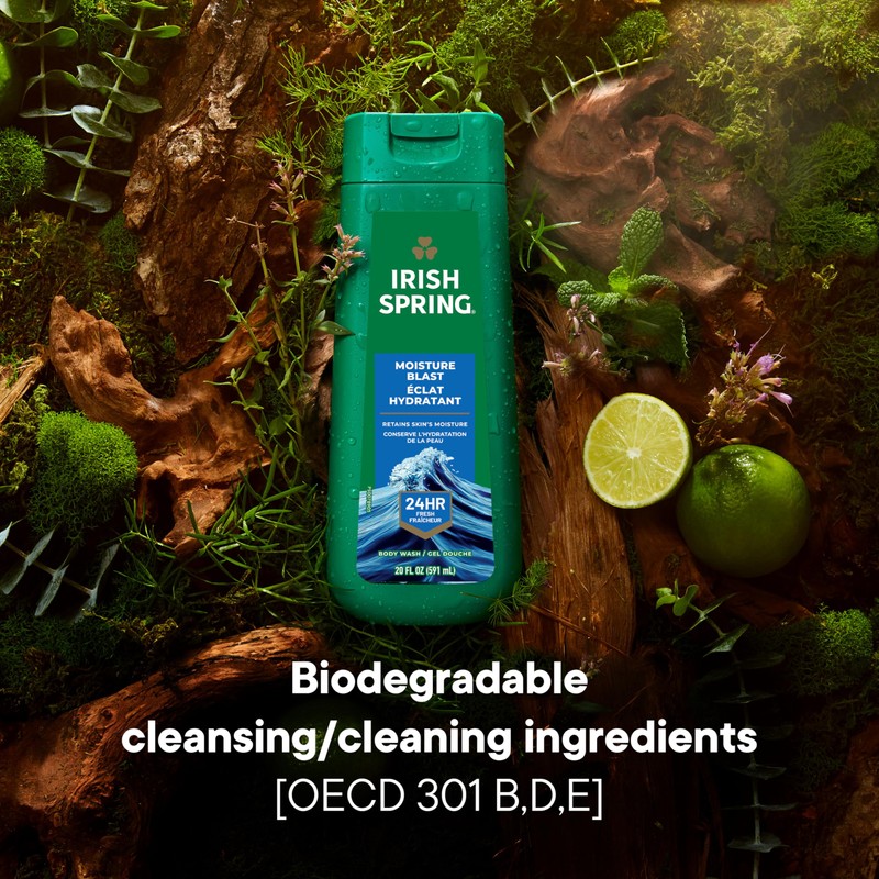 Irish Spring Moisture Blast Body Wash for Men, 20 Oz