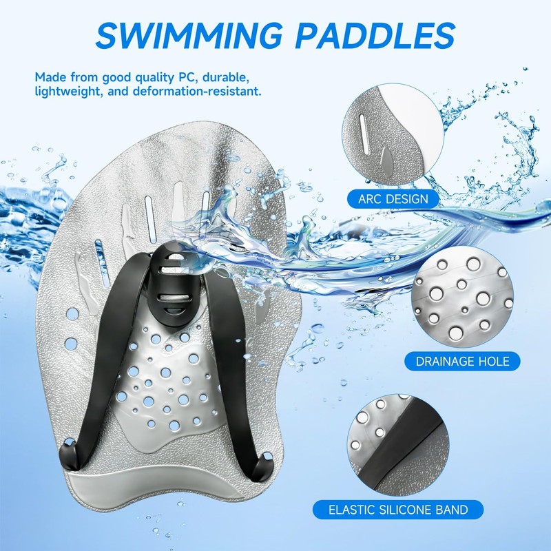 SantTop Contour Swim Paddles Hand, Swim Training Hand Paddles with