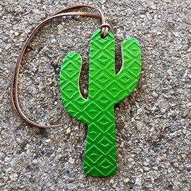 Air Flair | Leather Car Air Freshener | Cactus | Aztec Pattern (Green, Butt Naked Scent)