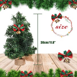 Small Christmas Tree Artificial Tabletop Xmas Trees Mini Desktop Decoration 30cm Ornaments Trees With Christmas Bow with Bells (30CM)
