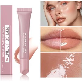 Lip Jam Brillo de Labios Hidratante Labial Voluminizador Bálsamo Labial de Larga Duración Tinte Labial Transparente Hidratante con Péptidos para Mujer