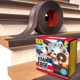Stair Edge Protector 12 Ft - Brown Rubber Edge Trim for Steps - Stair Nose Molding - Rubber Nose Trim - Fit for Indoor and Outdoor - Non Slip and Waterproof