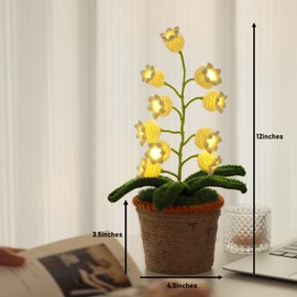 ANZRLE Lily of The Valley Lamp, Crochet Artificial Flowers with Night Lights, Cordless Table Lamp - Women Gift Ideas for Christmas Valentine Mother's Day, Desk Home Decorations