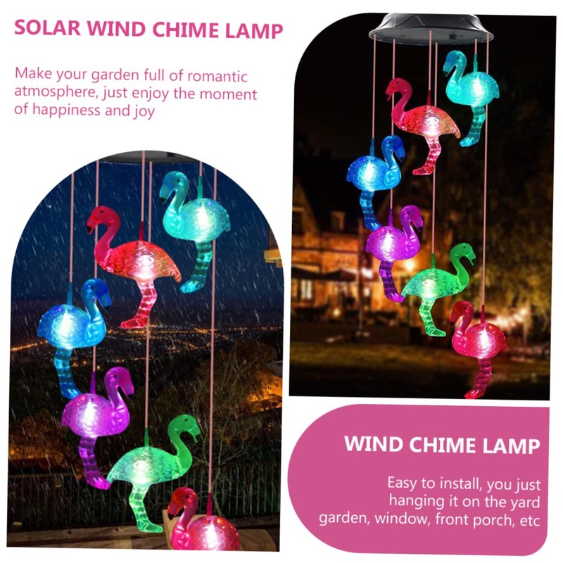 Happyyami Solar-Flamingo Solar Light for the Garden, Solar Wind Bell