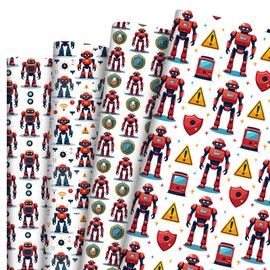12 hojas de papel de regalo de advertencia de robots, diseño de letreros de precaución y símbolos de seguridad, perfecto para fiestas STEM, regalos de competencia de robótica, proyectos de bricolaje y