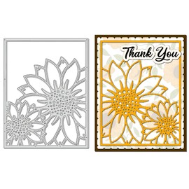 BENECREAT Sunflower Metal Cutting Die for Scrapbooking, Sunflower Die Cuts for Card Making, Background Frame Embossing Die Cuts for Scrapbooking Photo Album Stamp Decor