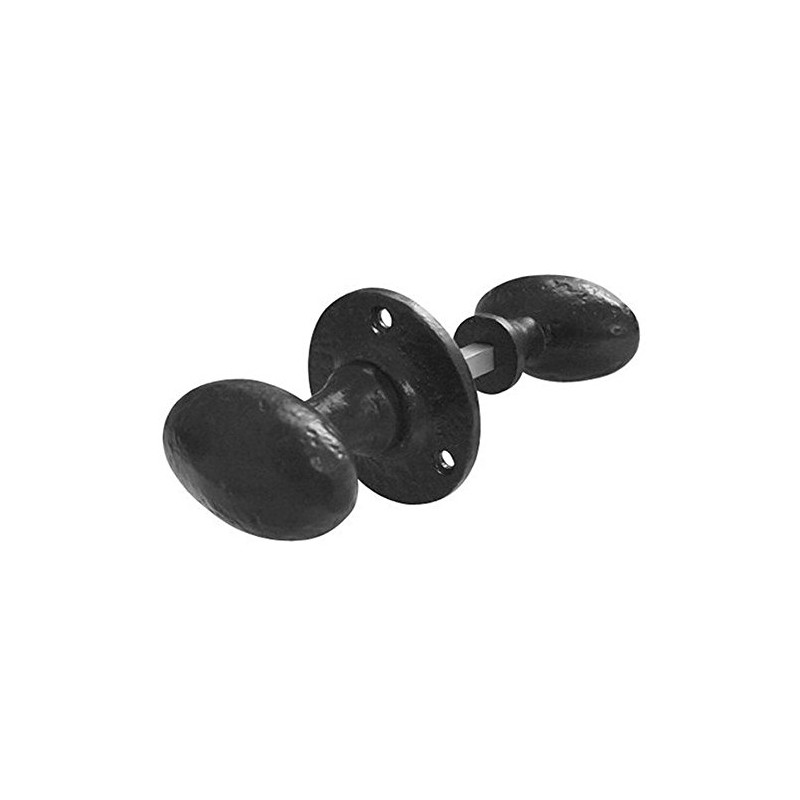 Oval Rim Door Knob Set - Black Antique