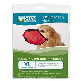 Guardian Gear Fabric MESH Dog MUZZLES Comfortable Soft Red Muzzle for Dogs That Bite or Chew