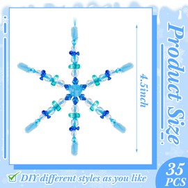 1553 Pcs Christmas Ornament Kits to Make 35 Beaded Snowflake Ornament Craft Kit Christmas Crafts for Kids Adults DIY Beaded Snowflakes for Crafts Holiday Crafts