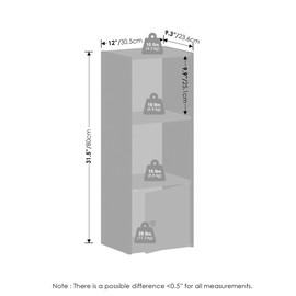 Furinno Luder 3-Tier Standing Shelf Bookcase with 1 Door Storage Cabinet, White