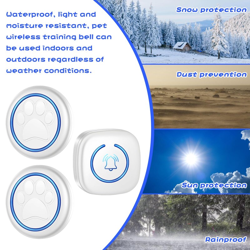 Pets Wireless Training Bells, 1 Receiver, 2 Transmitters, White, Wireless