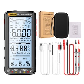 Mingzhe 681 Multímetro digital de 6000 cuentas Medidor universal inteligente anti-quemaduras Probador NCV LCD grande de 5 pulgadas con linterna...    